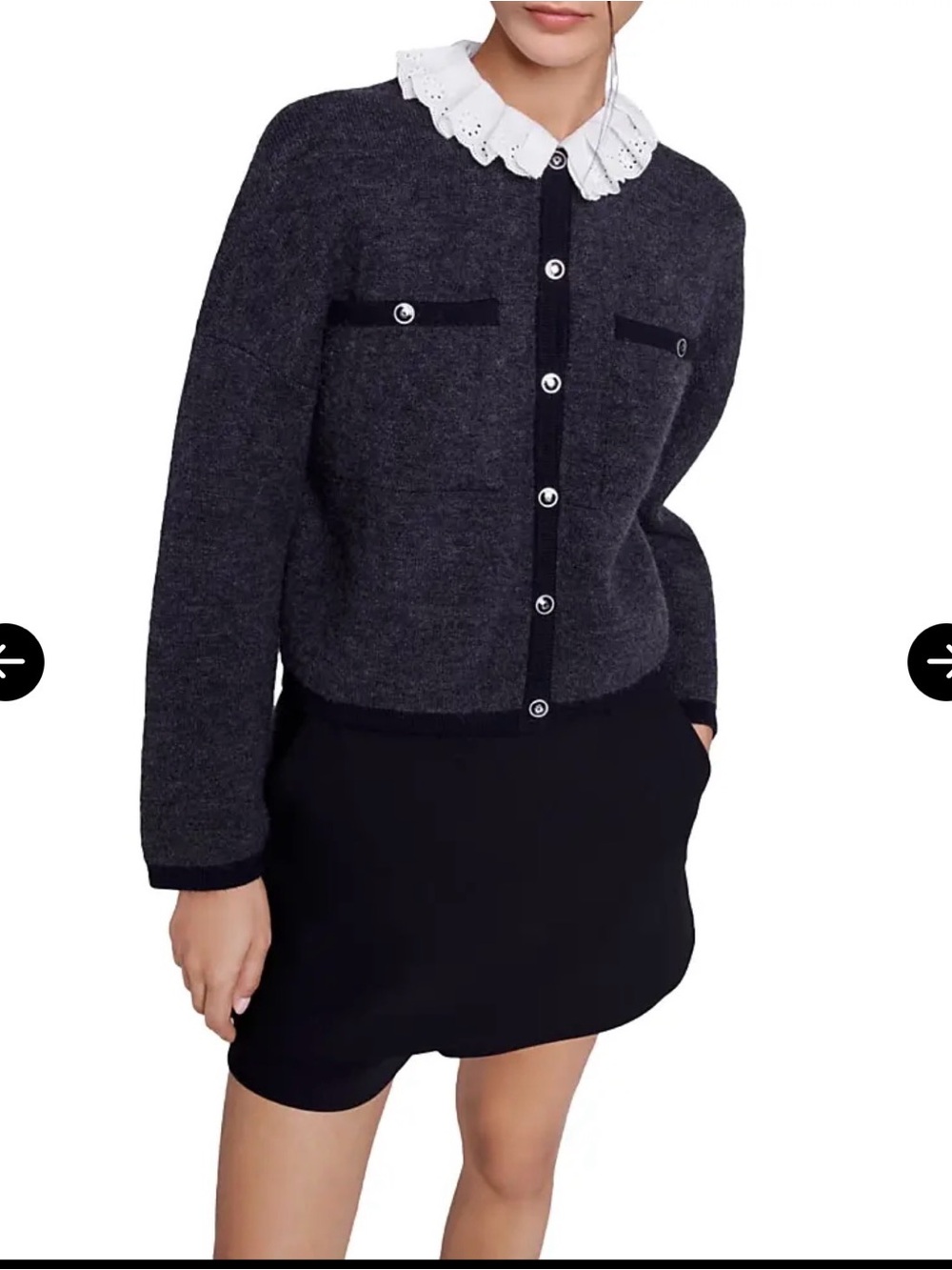 MAJE Mestino Lace Collared Cardigan